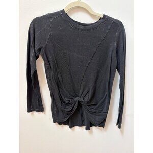Z By Zella Kids Black Long Sleeve Twisted Front Top L (10/12) Cotton Blend